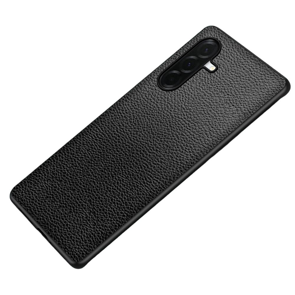 For Samsung Galaxy S24 FE Case Litchi Texture PU Leather Coated PC + TPU Protective Phone Back Cover