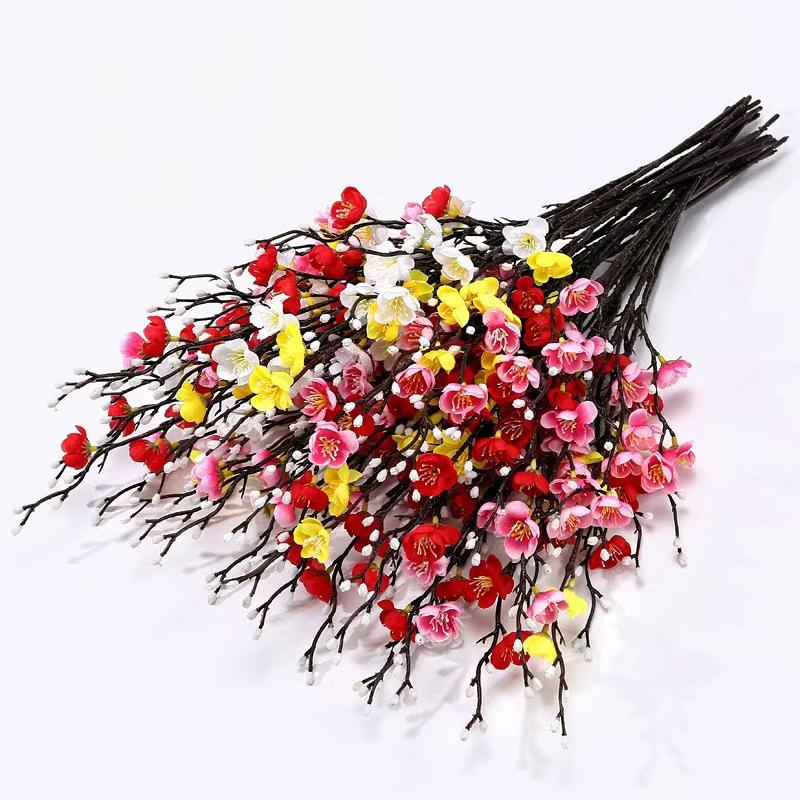 Mini Plum Blossom Silk Flower Arrangement for Home Decor
