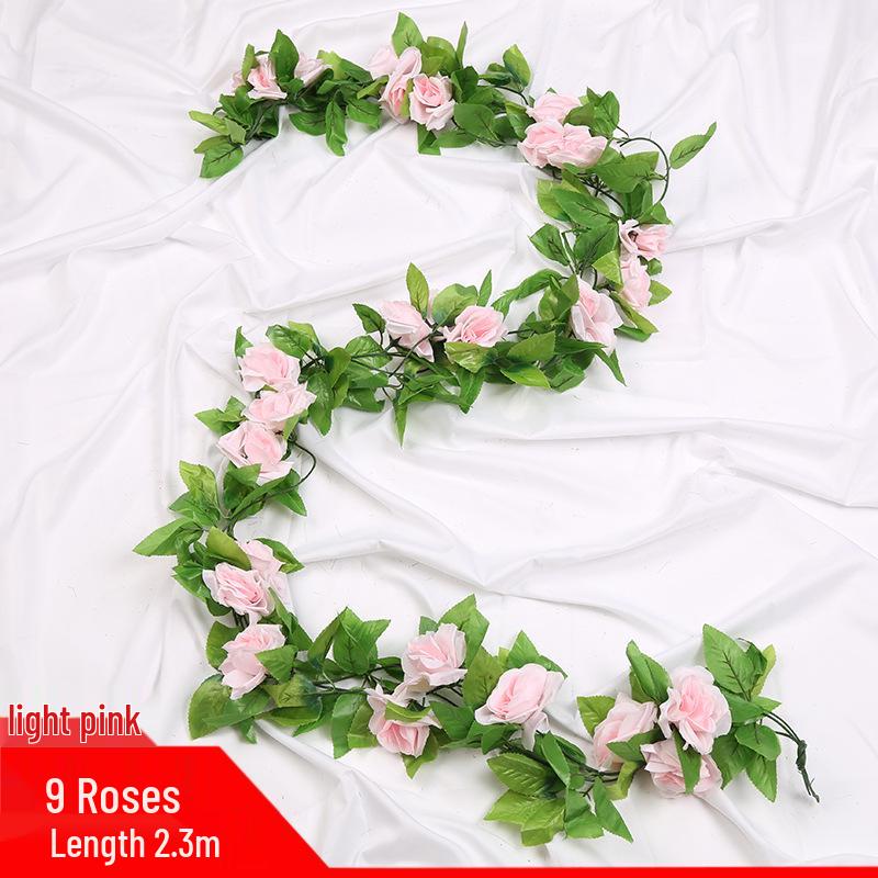 Artificial Rose Vine Ceiling Decor with Rattan for Living Room and AC Pipe Cover