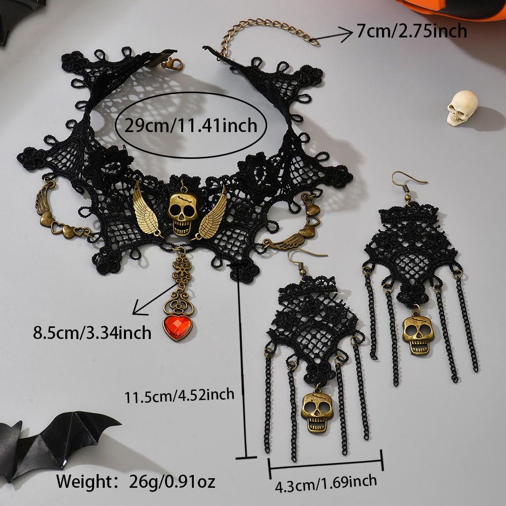 Gothic Hollow Skull Flower Choker: High-End Halloween Necklace for Women