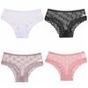 Seamless Lace Trim Briefs Transparent Women Lace Panties Breathable Sheer Mesh Underwear  Girls