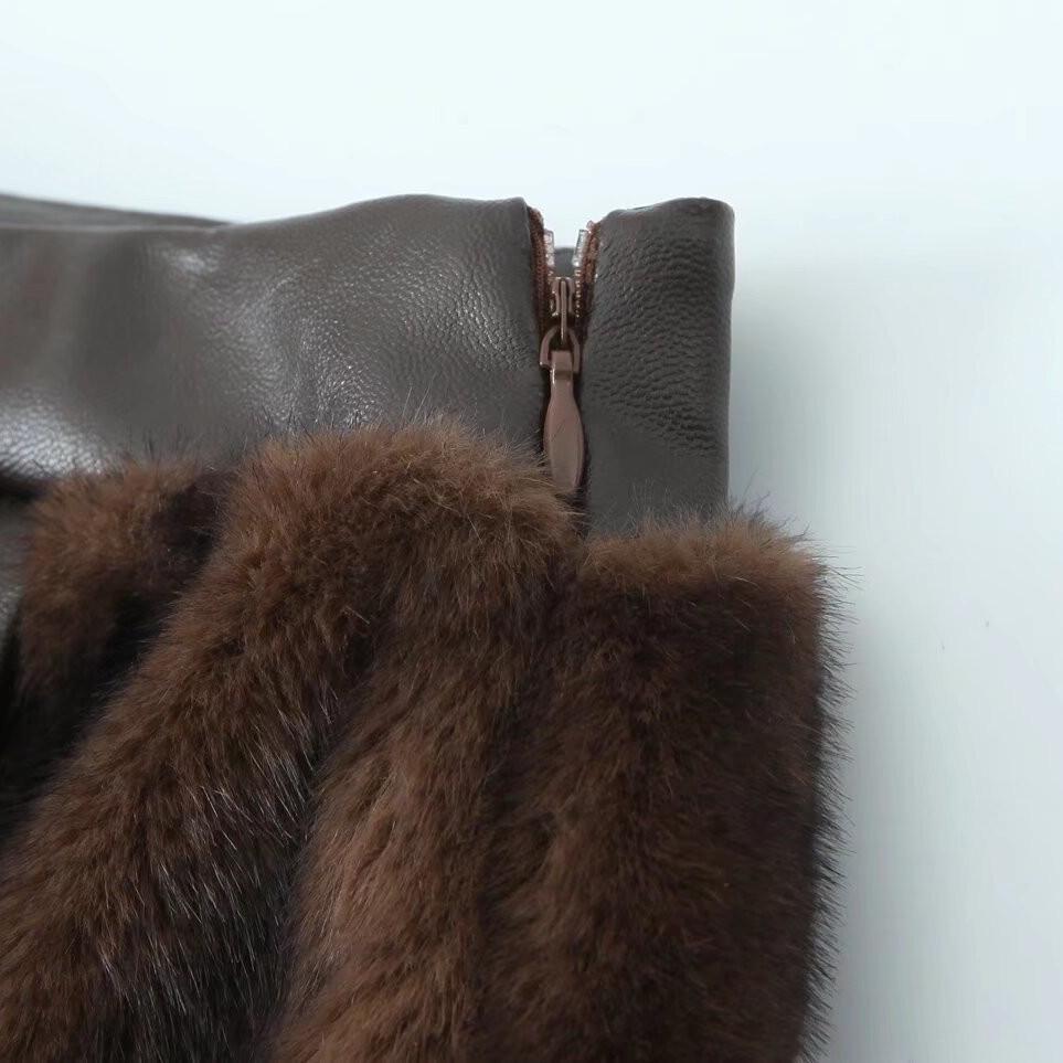 2025 Spring Women's Versatile Faux Fur Pocket Short Skirt