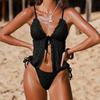 New lace double layer fabric bikini split swimsuit for women in multiple colors