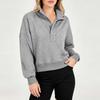 Women's Casual Loose Fit Long Sleeve Sweatshirt with Half Button Placket for Fall Winter