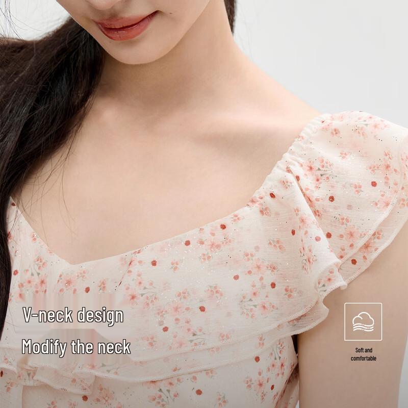 French Ruffle Floral Long Dress