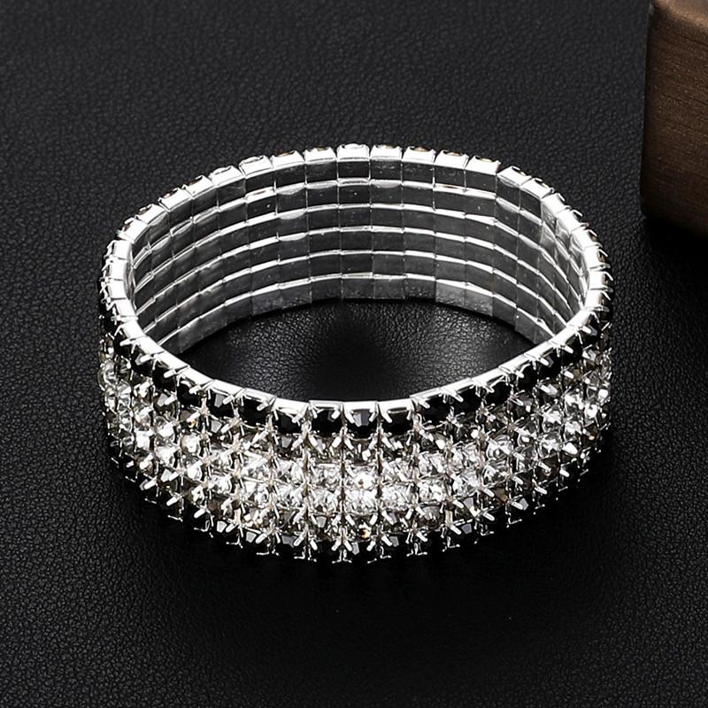 Multi-Row Rhinestone Bracelet Bride Multi-Layer Elastic Crystal Full Diamond Bracelet Women