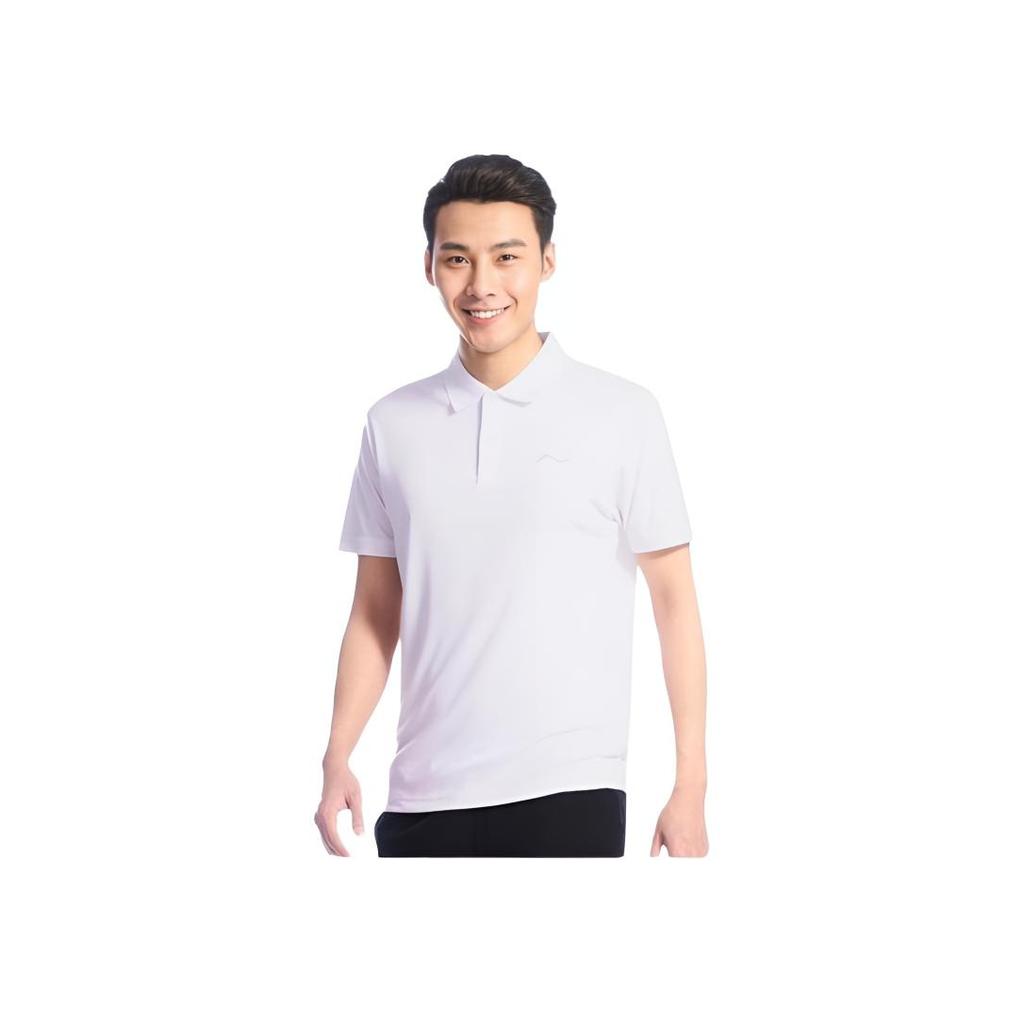 Li Ning Sports Lifestyle Series Simple Comfortable Breathable Outdoor Short Sleeve Polo Shirt Men Polo Shirts Standard-White APLU861-1