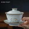 Traditional Ru Kiln Ceramic Tea Tureen Bowl Handmade Cat Pattern Teacup Travel Portable Gaiwan Home Tea Set Drinkware 160ml