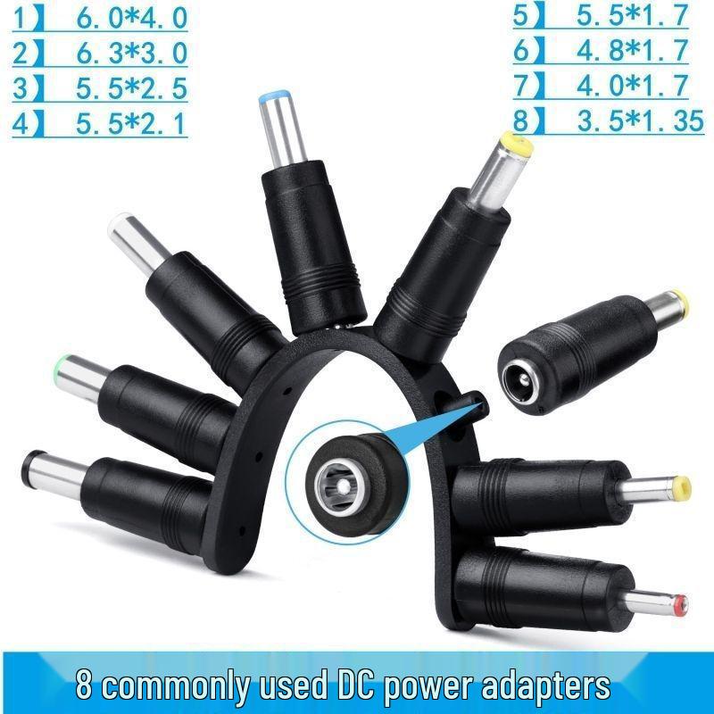 8-Piece DC Converter Set for Laptops - 5.5x2.1mm Plug Adapter