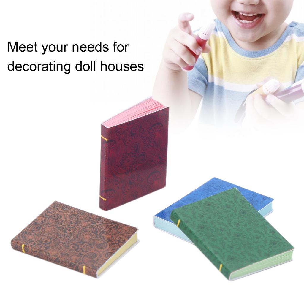 4pcs 1:12 Scale Dollhouse Miniature Books Mini Books Decoration Toy Accessories