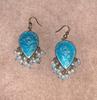 Blue Kundan Drop Earrings with White Beads | Traditional Indian Lacquer Jewelry