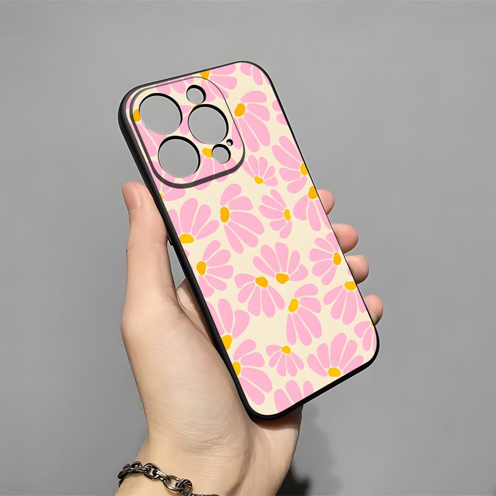 Pink Abstract Flower Phone Case For IPhone 17 Pro Max 16 15 14 Pro Max 13 11 X Xs Xr 8 7Plus Silicone Cover