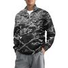 Men's Loose Casual 1/4 Zip Sweatshirt Fashion Printed Long Sleeve Top With Pockets