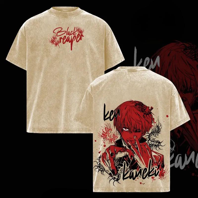 Tokyo Ghoul Kaneki Ken Cool Graphic Tshirt Men Women Clothing Short Sleeve Cotton T-shirts Washed Tee Harajuku Unisex T Shirt