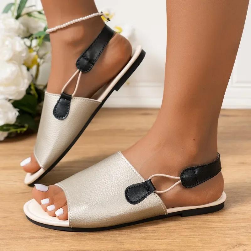 Dámské boty 2024 Všestranná móda Jednobarevné potištěné dámské sandály Letní ležérní venkovní Dámské boty s rybí špičkou Zapatos