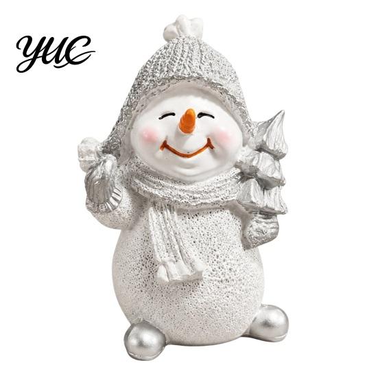 Resin Snowman Statue Christmas Figurine, Festive Tabletop Ornament for Home Living Room Holiday Table Centerpieces Dining Decor, Cute Winter Sculpture
