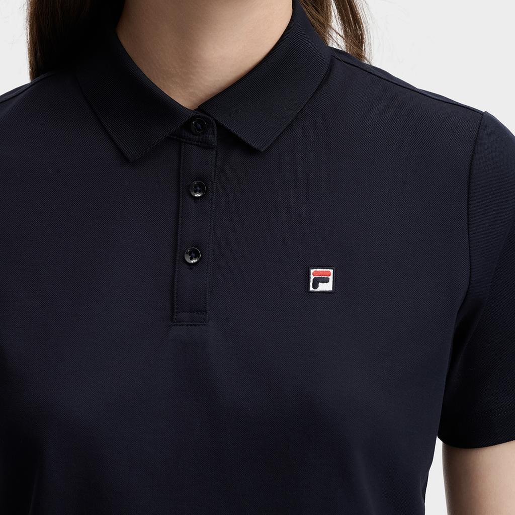 FILA Heritage Fashion Simple Classic Retro Casual Light Business Versatile Comfortable Knitted Short Sleeve Polo Shirt Women tops F51W628101FNV