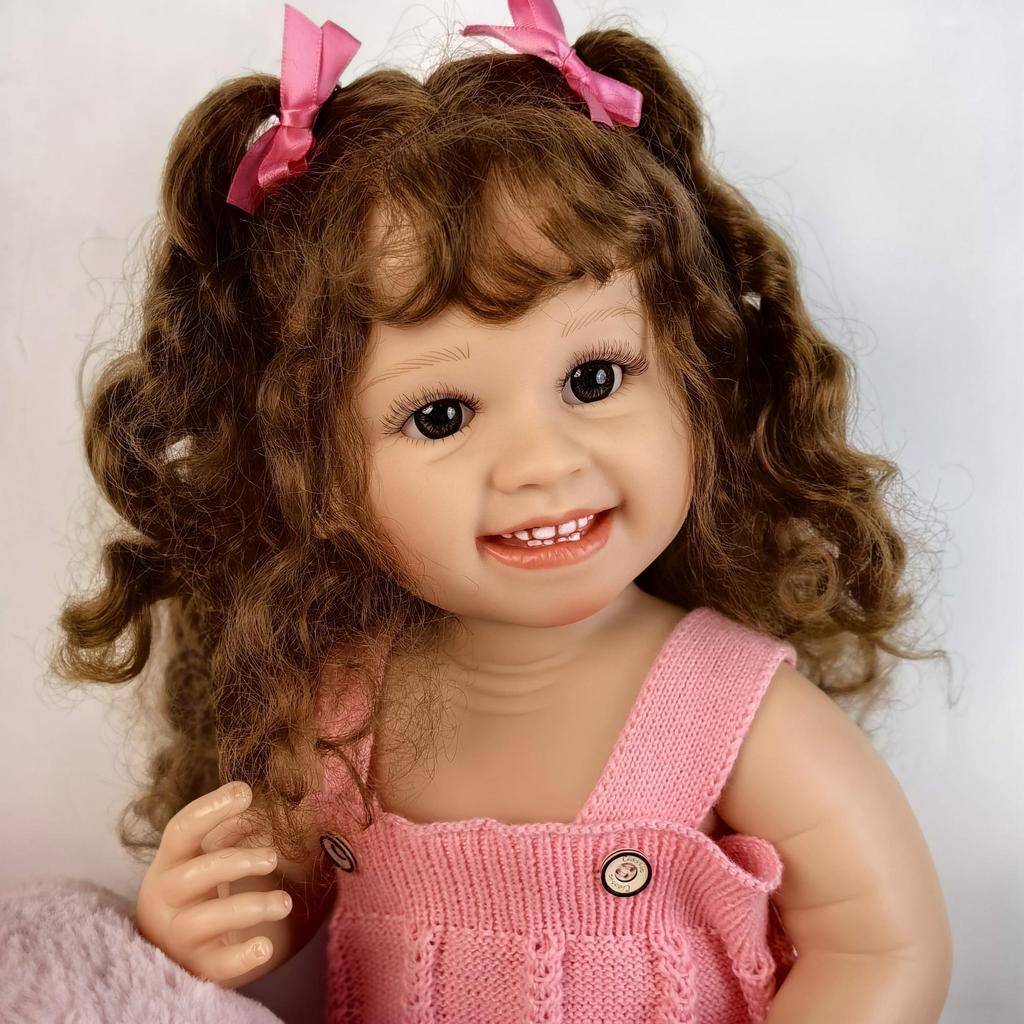 Unique Reborn Baby Realistic 55 Cm Full Silicone Vinyl Smile Babies Doll Reborn Model Kids Playmates Early Educational Toy Birthday Christmas Gift