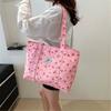 Cute Cherry Print Casual Tote Bags for Women Large Capacity Shopping Bag Nylon Aesthetic Handbag Grocery Storage Pouch