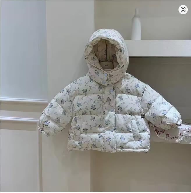 

Хлопковая стеганая куртка-принцесса для девочки, с цветочным принтом, для младенца, малыша, ребенка, весенняя, осенняя, зимняя, пальто, толстая верхняя одежда, детская одежда 120cm