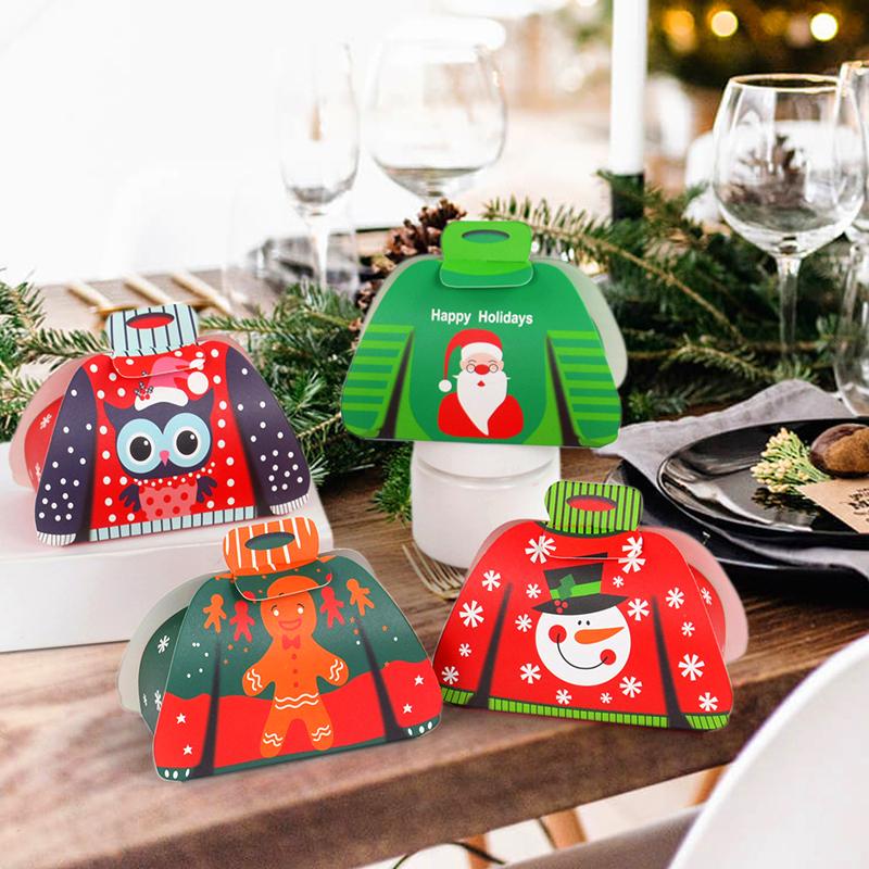 12/24Pcs Christmas Candy Box Cloth Shape Chocolate Gift Packaging Box Bag 2025 Merry Christmas Decoration 2025 New Year Supplies