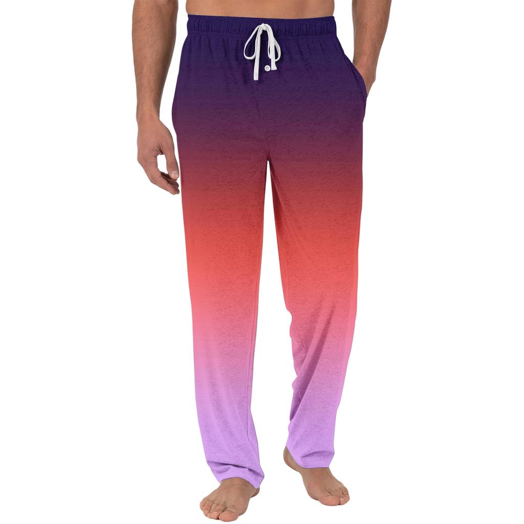 Herren Freizeit-Pyjamahose mit Taschen | Krawatte, Farbverlauf bedruckt, Leinwandbindung, lockere Passform elastischer Bund für Zuhause