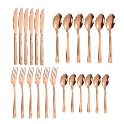 Mirror Finish Rose Gold Plated Stainless Steel Flatware Set - Copper Silverware Cutlery