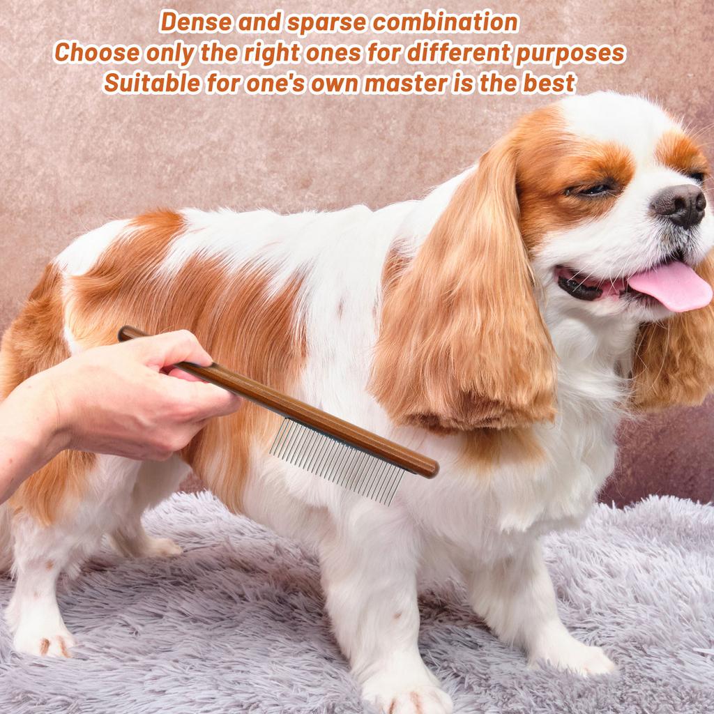 Pet Comb,  Wood Handle, Single  Flea Comb, Dog Grooming Comb, Lice Removal Long Needle Comb