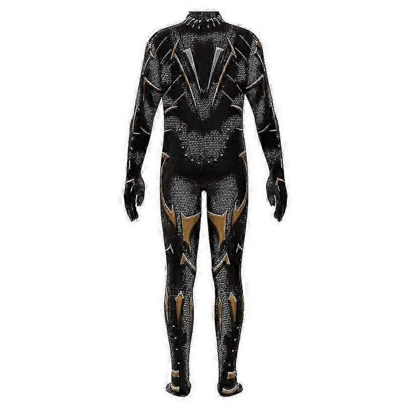 Black Panther Movie Cosplay Jumpsuit with Integrated Gloves for Halloween