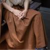 Women's Retro Cotton-Linen Elastic Waist Pleated Skirt - Summer 2023