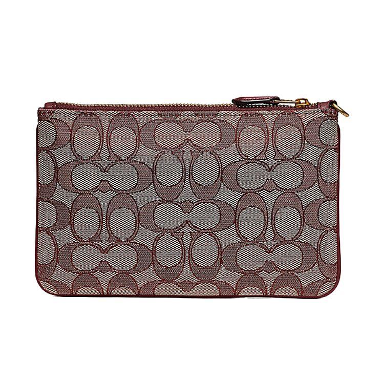 Coach Wristlet Monogram Canvas With Leather Handheld Clutch Mahjong Bag Small Women clutch Burgundy 5476-B4RH5