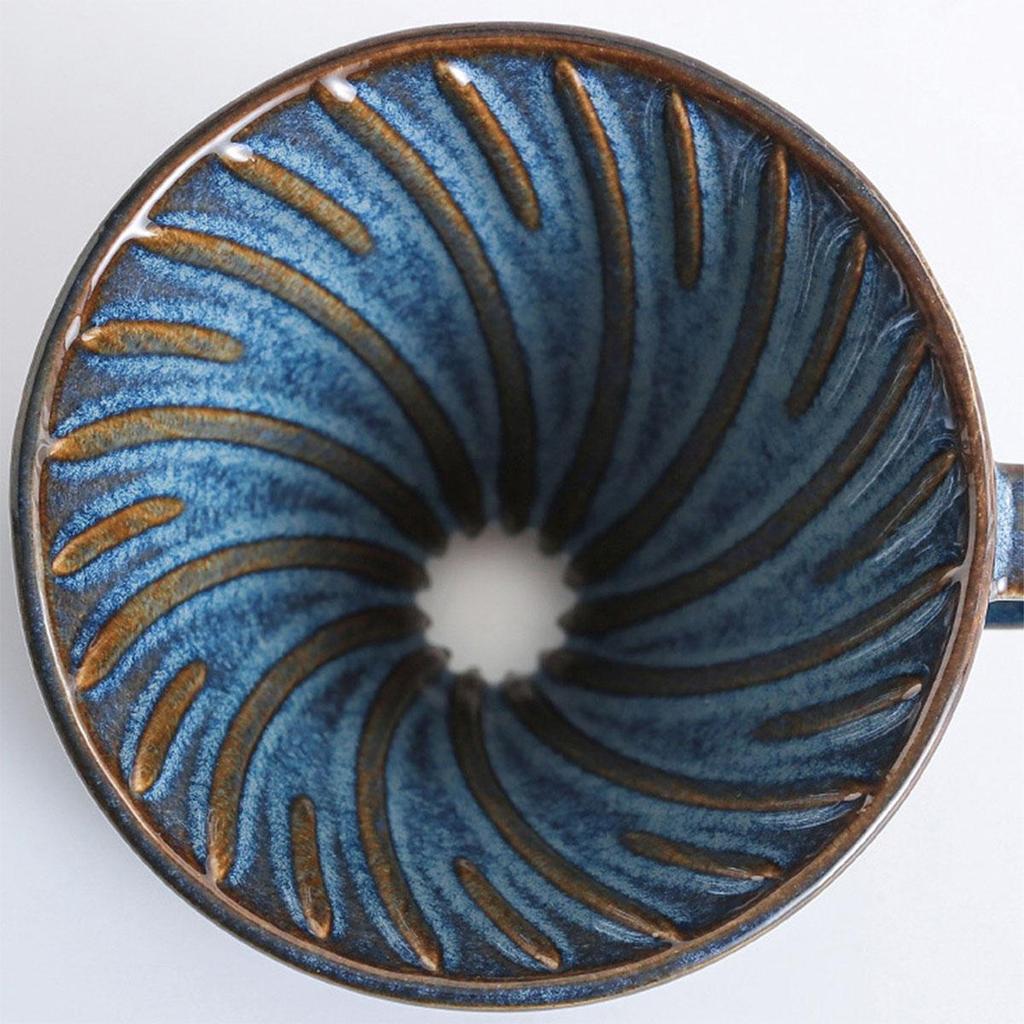 V60 Ceramic Coffee Dripper,High-Temperature Fired with Blue Glaze,Vintage Conical Filter Cup for Home and Gifts