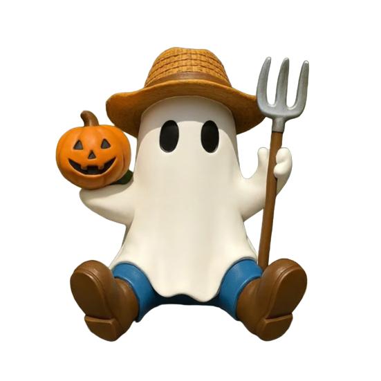 Halloween Character Ghost Figurine Cute Rugby Tennis Baseball Ghost Sculpture Resin Ghost Statue Tabletop Ornament for Home Party Indoor Outdoor Decor