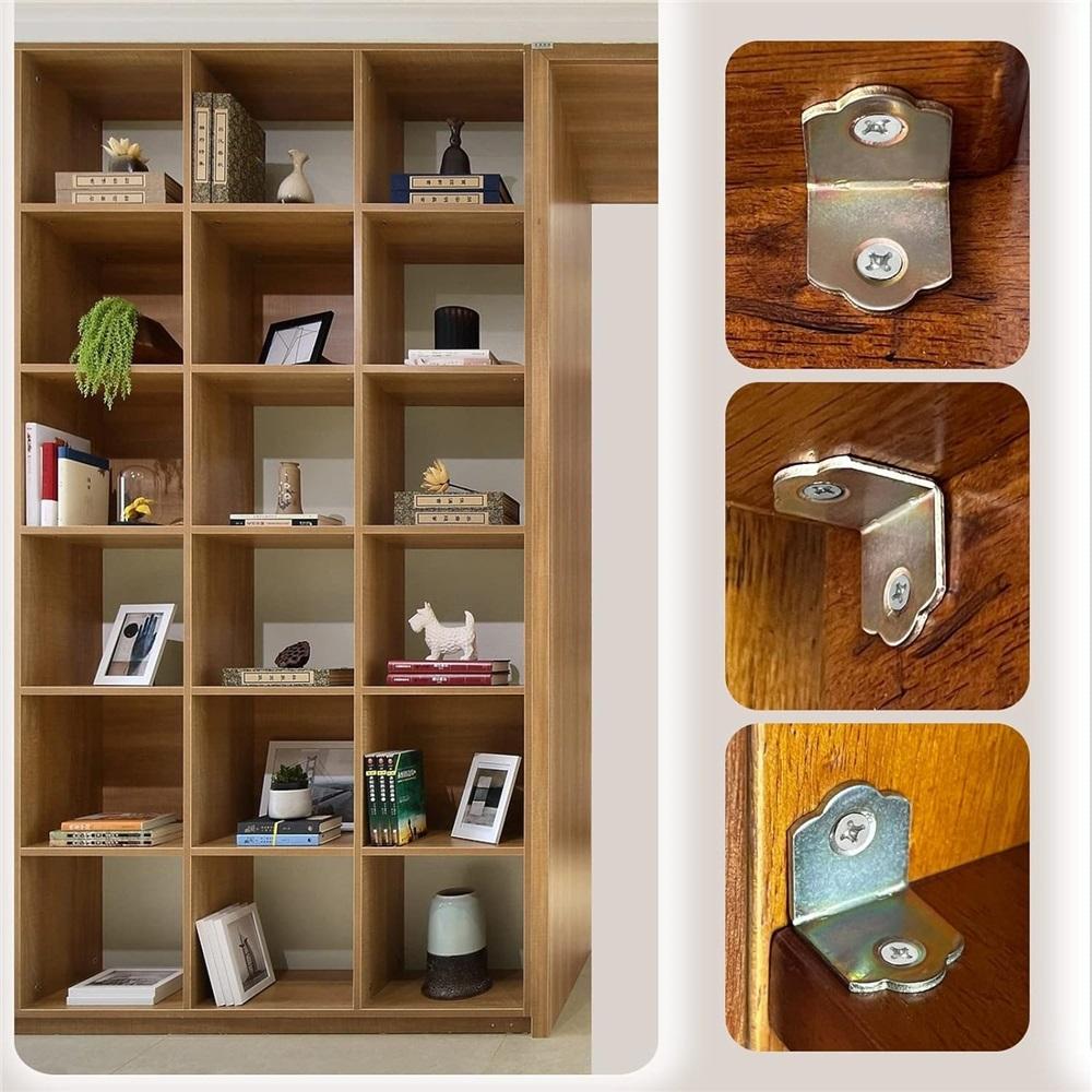 Set Of 20 Small Angle Connectors, Metal 90-degree L-shaped Angle Connectors, Suitable For Repairing Or Reinforcing Wooden Furniture,  Cabinets,  Etc.