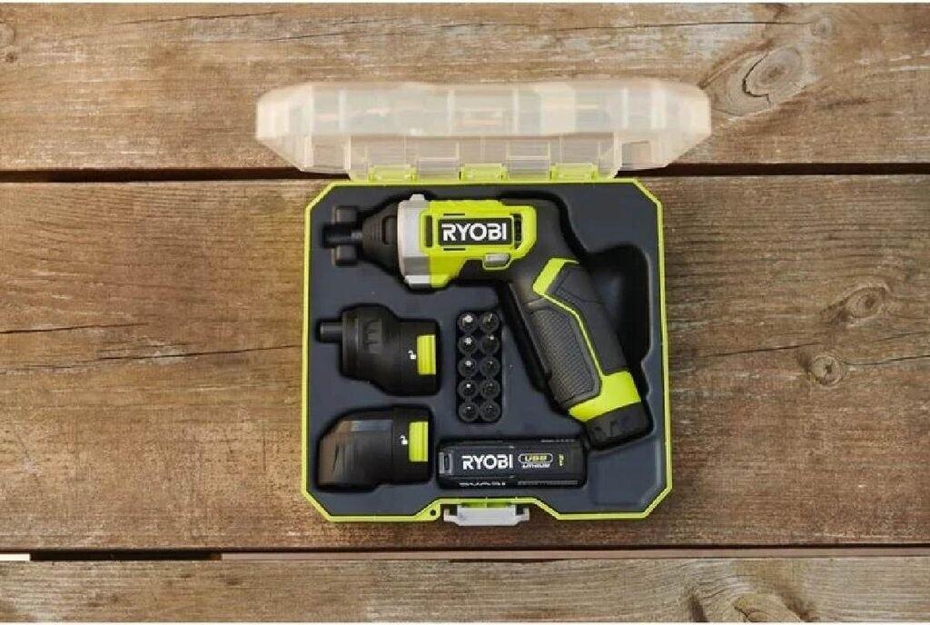 Mini Screwdriver Ryobi ERGO RSD4-120TRSD4-120TA2 (1x 4V 2.0 Ah + 2 Attachments)