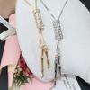 Statement Imitation Pearl Crystal Long Sweater Chain Necklace Ribbon Circle Necklace Women Vintage Pendant Collares Jewlery