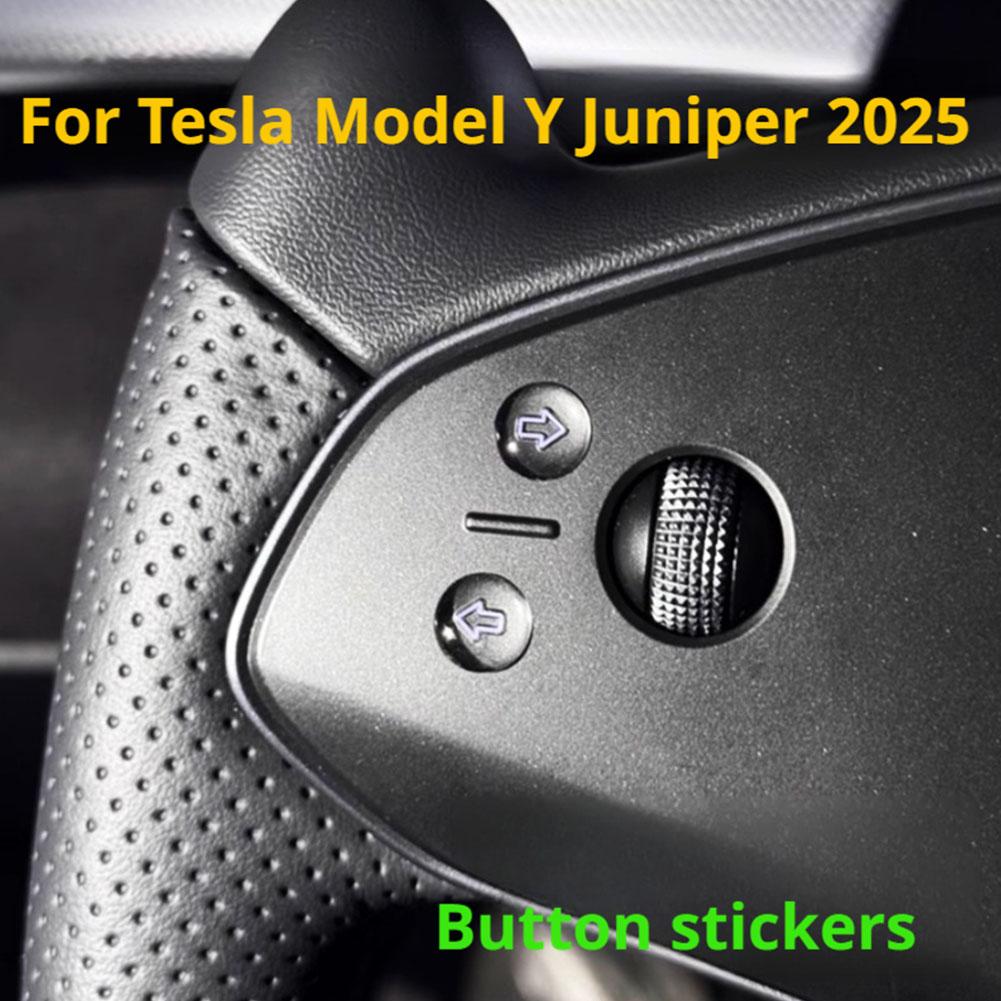 For Tesla Model YJuniper 2025 Open Door Button Stickers Steering Wheel Crystal Buttons Sticker Car Interior Decoration Accessory