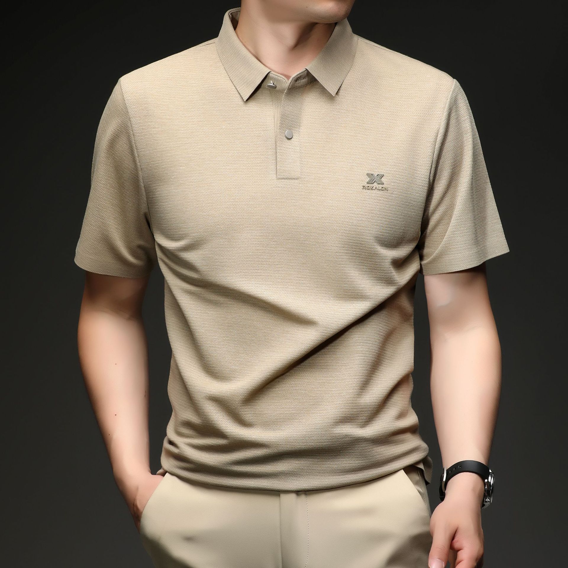 Summer Short Sleeve Polo Shirt Wind Men s Business Casual Lapel Collar Versatile M
