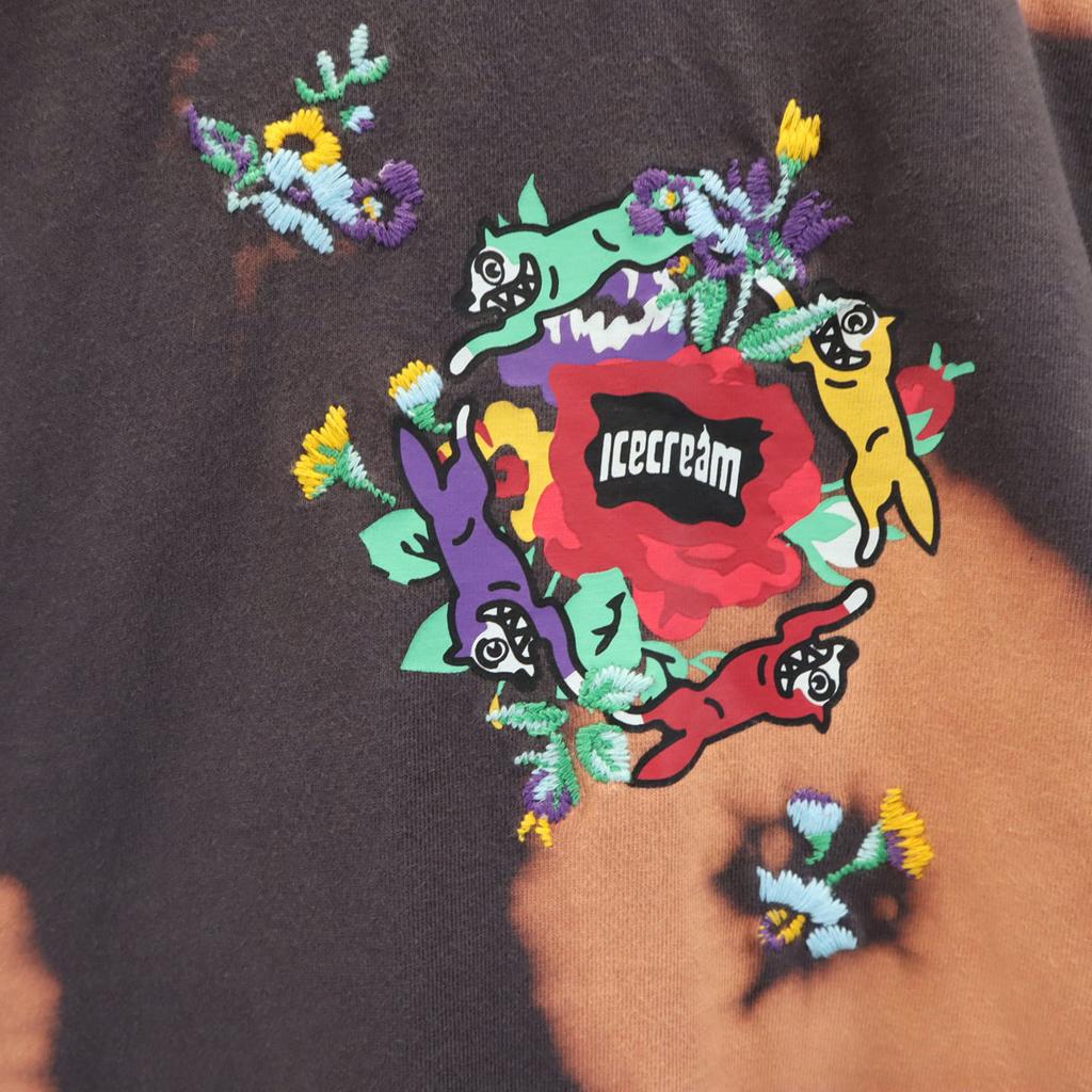 ICE CREAM Back Logo Short Sleeve Dyed Dipper T-shirt L Flower Embroidery Men's Used