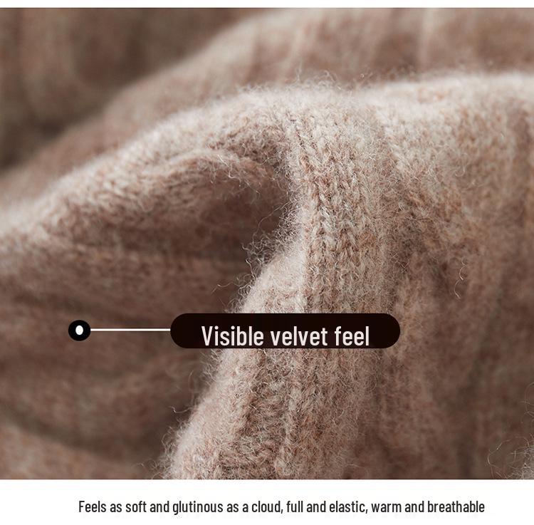 Men's 100% Wool Half-High Collar Sweater - Loose Fit, Thick Knit, Casual Business Style