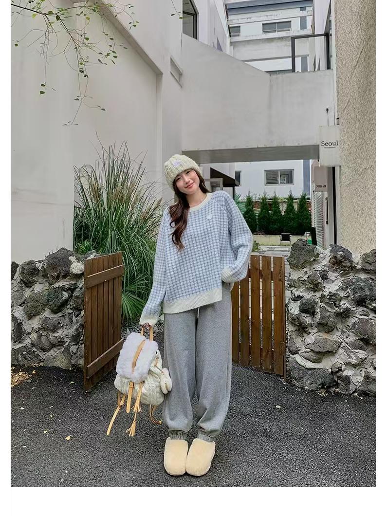 

Женский вязаный кардиган «гусиная лапка» 2025: Мягкая девушка, осенний стиль One Size