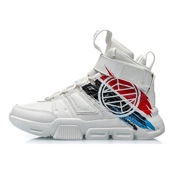 Li Ning Suo Collection, Wending Abrasion Resistant Breathable High top Vintage Basketball Shoes White AGBN053-7