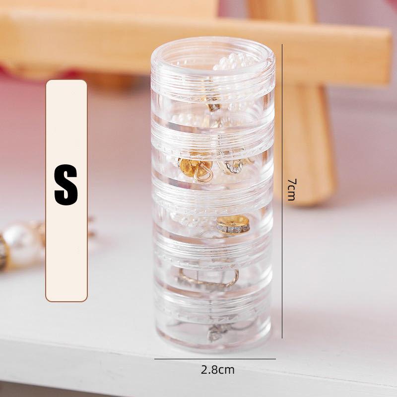

1 Set 5 Layer Cylinder Stackable Bead Containers Plastic Round Clear Storage Accessories Organizer Box Crafts Small Items