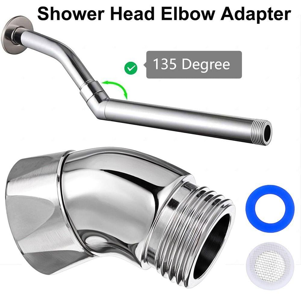 New Copper Shower Head Elbow Adapter 135 Degrees Silver Arm Elbow Extender Arm Angle Adapter