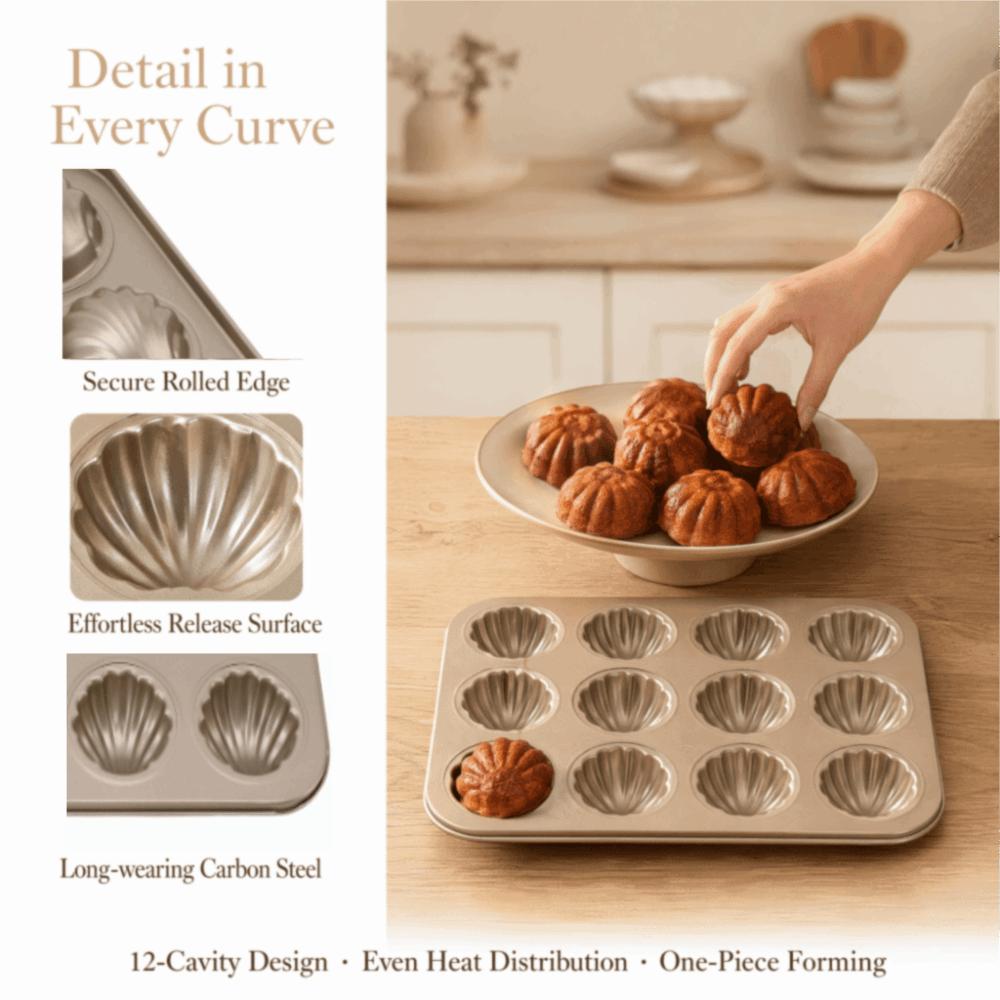 12 Cavity Cookie Tray Heat Resistant Madeleine Mold Cake Pan Professional Baking Mold  Desserts
