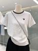 Women's Slimming Elephant Embroidery Round Neck Short-Sleeve T-Shirt - 100% Cotton, Youthful Design