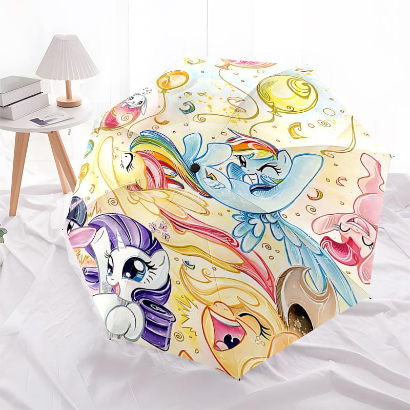 

Rainbow Dash Automatic Opening Umbrella with Balloons and Confetti Design - Portable 3-Fold Design, 8-Bone Steel Frame Outdoor Umbrella for