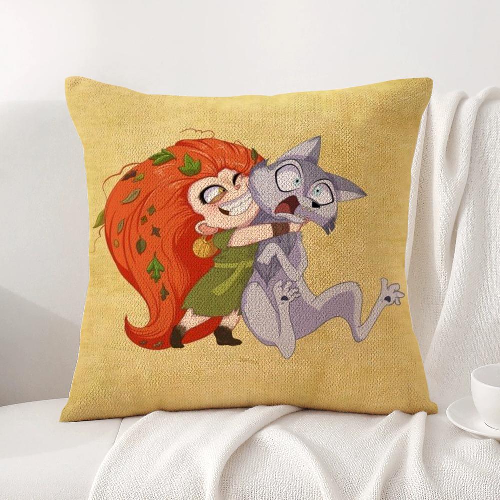 Ireland W-Wolfwalkers Cushion Cover Summer Coolness Linen Fabric Double-Sided Printing Pillow Case Sofa Home Decor Gift