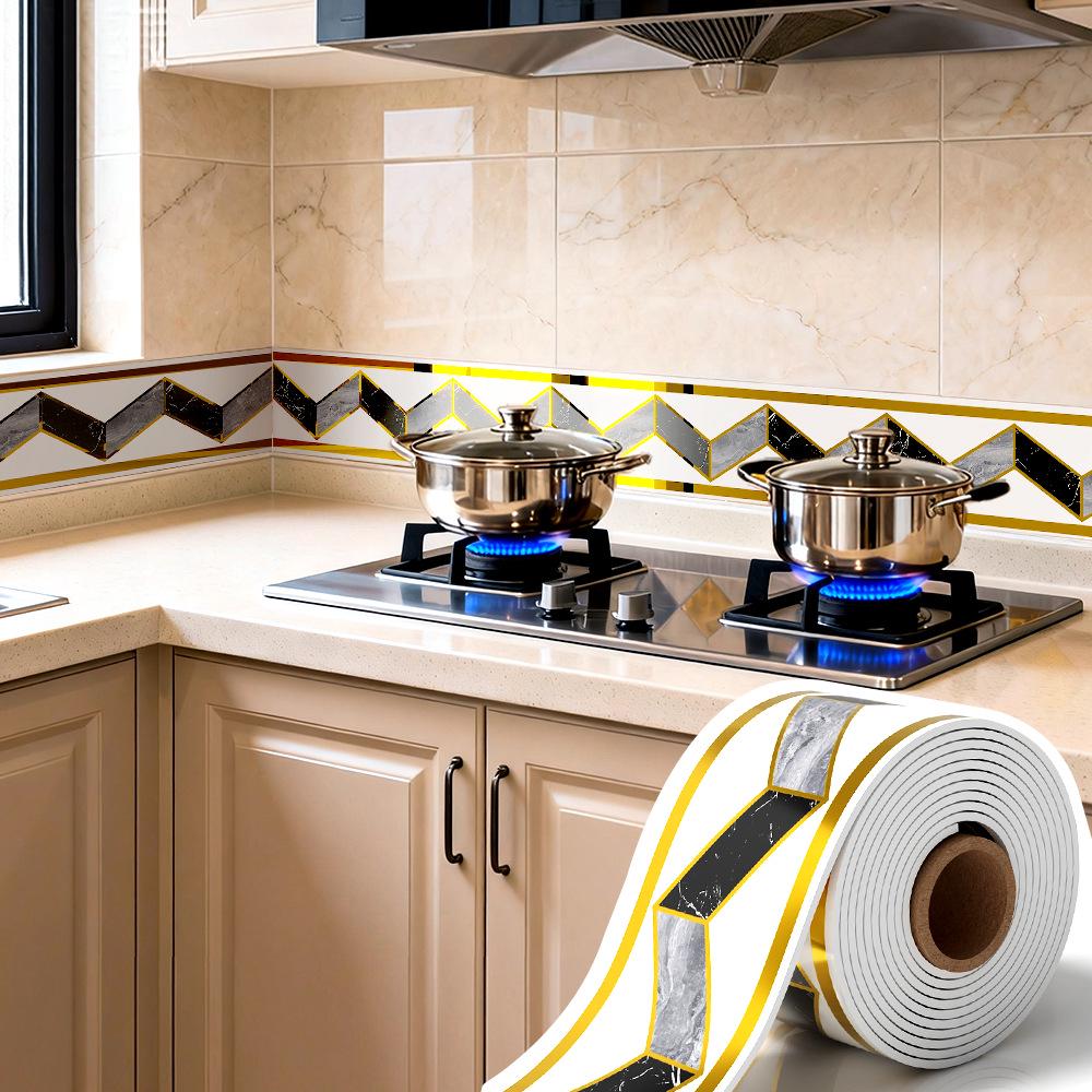 Thickened Waterproof PVC Self-Adhesive Tile-Look Baseboard Sticker