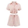 Fashion Summer Fashion Stripes Bandage Shirt Shorts Suit Striped Shirt and Shorts Set